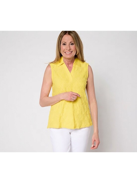 Women with Control Tops - Women with Control Textured Knit Sleeveless Tank Top Lemon Zest, Size 2X Plus